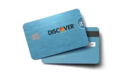 Discover it Cash Back credit card in metallic blue finish with logo and chip visible