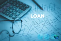 Financial documents, calculator, and graphs representing personal loan planning
