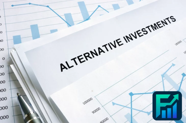 Financial report labelled “Alternative Investments” on top of charts and graphs, symbolising data analysis in the context of alternative investments.
