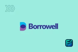 Borrowell logo displayed on a turquoise background with financial icon