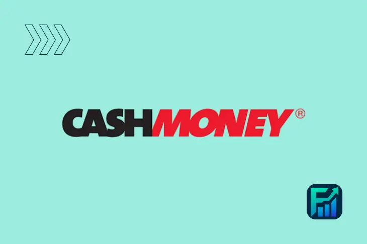 Cash Money official logo on teal background with three forward arrows and a finance chart icon, symbolizing fast and flexible personal loan services in Canada.
