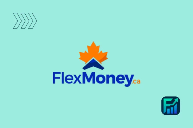FlexMoney logo with a maple leaf on a teal background, featuring a finance icon.