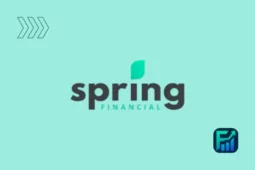 Spring Financial logo with green leaf on a light teal background.