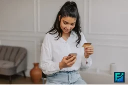 Young student holding a credit card and phone, highlighting the benefits of a Credit Card for Students in managing personal finances.