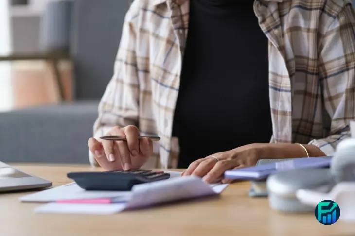 Person calculating bills at a desk while considering a consumer proposal to manage debt.
