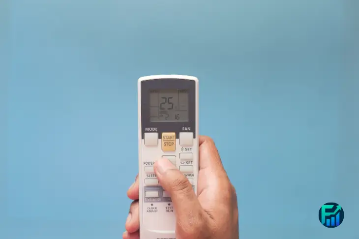 Remote control set to 25°C to help lower your electric bill in summer.