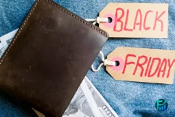 Save Money for Black Friday with a wallet, cash, and sale tags.