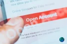 Person opening a no fee bank account on a mobile banking screen.